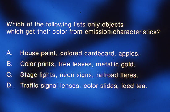 Question 2 slide from Kodak Educational Aid Series 1979