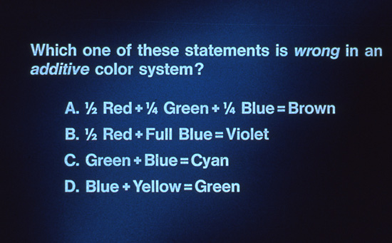 Question 5 slide from Kodak Educational Aid Series 1979