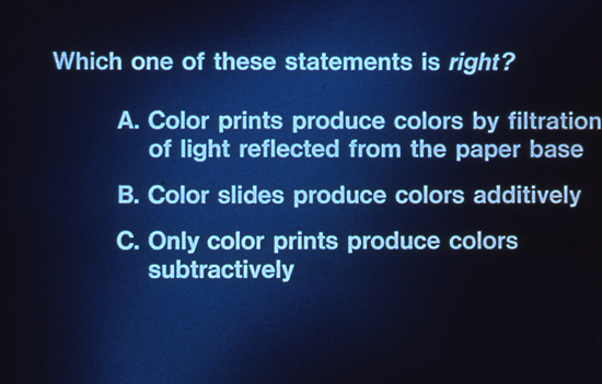 Question 8 slide from Kodak Educational Aid Series 1979